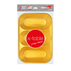 Plastic Tray Microwavable "X-Table" 3C Gold 33x23cm (30 Units)