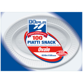 Plastic Plate PS Oval shape Flat White (1000 Units)