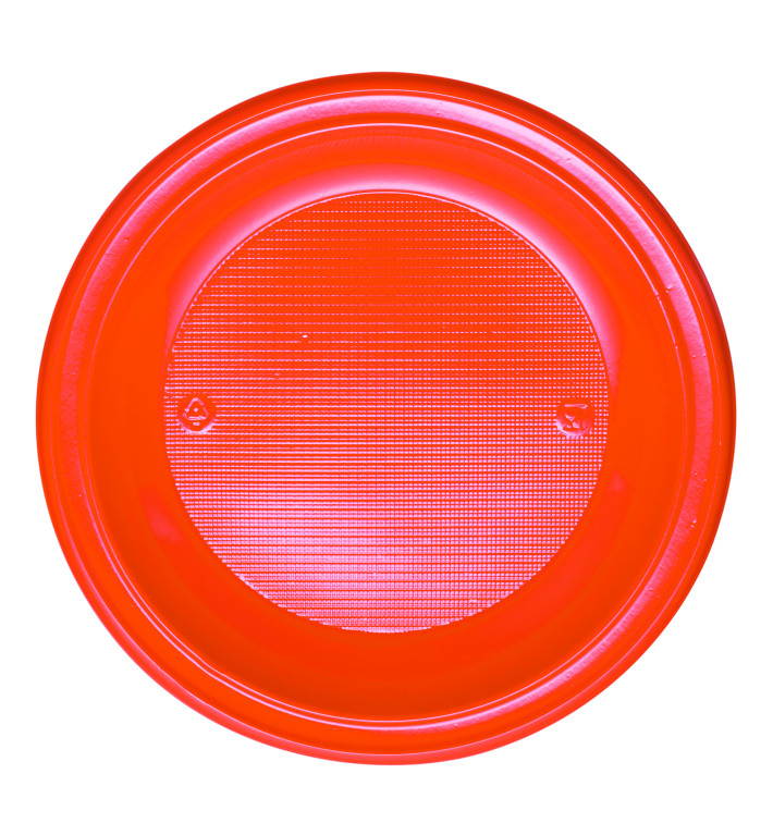 Plastic Plate PS Deep Orange Ø22 cm (30 Units) 