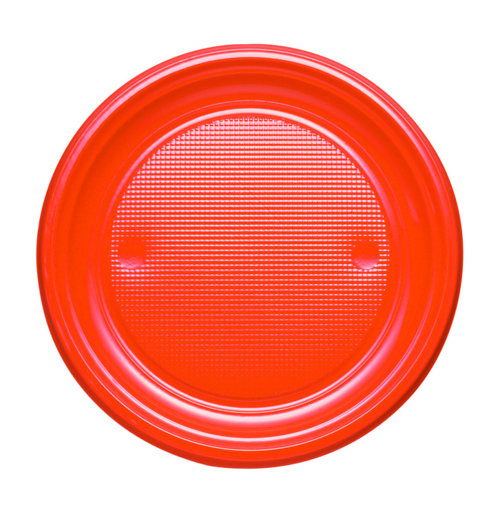 Plastic Plate PS Flat Orange Ø17 cm (50 Units) 