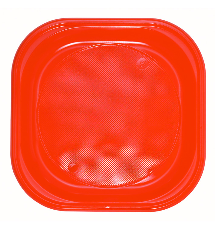 Plastic Plate PS Square shape Orange 20x20 cm (30 Units) 