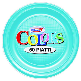 Plastic Plate PS Flat Turquoise Ø17 cm (1100 Units)