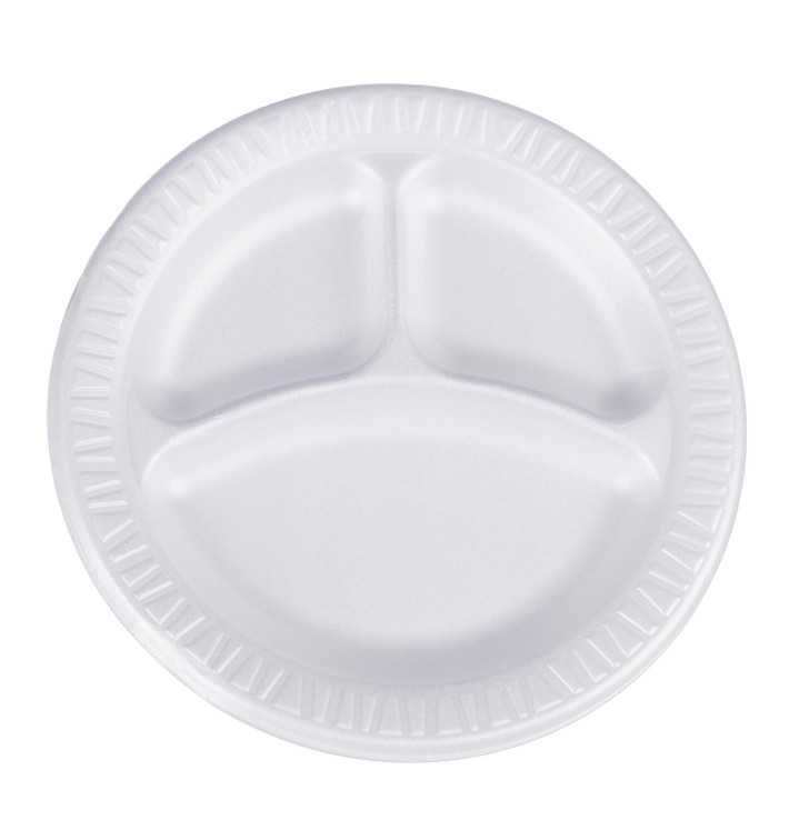 Foam Plate Foam "Quiet Classic" 3 C. Laminated White Ø23 cm (500 Units)