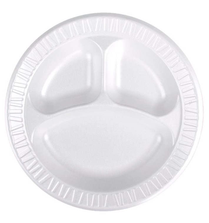 Foam Plate Foam "Concorde" 3 C. White Ø23 cm (125 Units)  