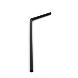 Plastic Straw Flexible PS Black Ø0,5cm 23cm (1000 Units)