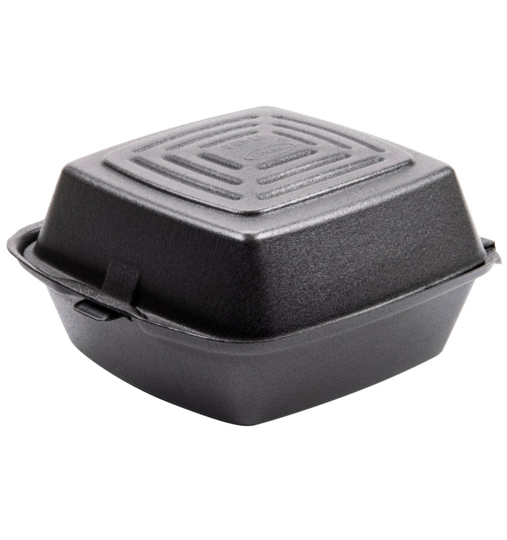 Foam Burger Boxes Take-Out Black 1,50x1,50x0,80cm (125 Units)  