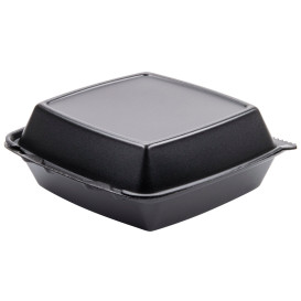 Foam Lunch Box 3 Compartments Black 2,10x2cm (100 Units)  