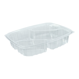 Plastic Deli Container OPS "ClearPac" 3 Compartments Diagonal Clear 887ml (63 Units)  