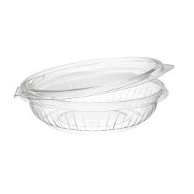 Plastic Hinged Salad Bowl PET Round Shape 500ml (50 Units)