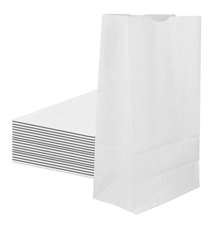 Paper Bag without Handle Kraft White 12+8x24cm (1000 Units)