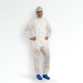 Disposable Plastic Coverall "TST" PP Hood Zipper 35g Size M (50 Units)