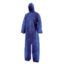 Disposable Plastic Coverall "TST" PP Hood Zipper Size L Blue (1 Unit) 