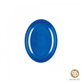 Plastic Platter Oval Shape Mediterranean Blue "Round" PP 25,5 cm (600 Units)