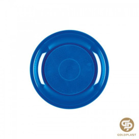 Plastic Plate Flat Mediterranean Blue "Round" PP Ø22 cm (50 Units) 