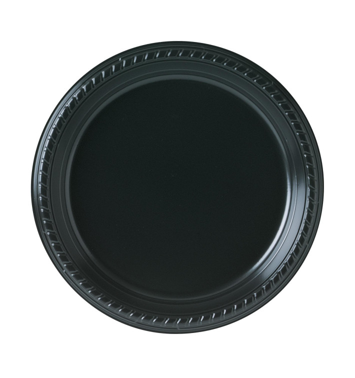 Plastic Plate Party PS Flat Black 23 cm (500 Units)