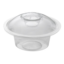 Plastic Hinged Salad Bowl PET Round Shape 500ml (50 Units)