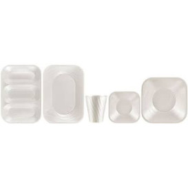 Plastic Plate PP "X-Table" Square shape Pearl 23 cm (120 Units)