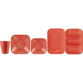 Plastic Plate PP "X-Table" Square shape Orange 23 cm (120 Units)