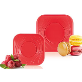 Plastic Plate PP "X-Table" Square shape Red 23 cm (8 Units) 