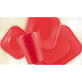 Plastic Plate PP "X-Table" Square shape Red 23 cm (8 Units) 