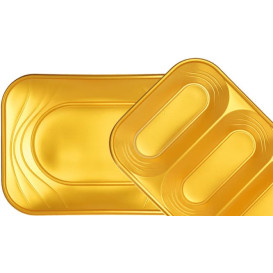 Plastic Plate PP "X-Table" Square shape Gold 18 cm (8 Units) 