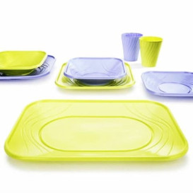 Plastic Plate PP "X-Table" Square shape Violet 23 cm (8 Units) 