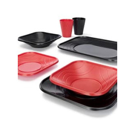 Plastic Plate PP "X-Table" Square shape Black 18 cm (8 Units) 