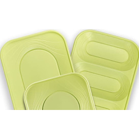 Plastic Plate PP "X-Table" Square shape Lime 23 cm (8 Units) 