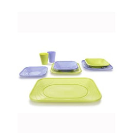 Plastic Plate PP "X-Table" Square shape Lime 23 cm (8 Units) 