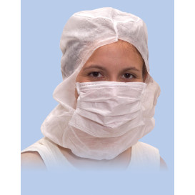 Disposable Surgeon Hood with Mask 3 Layers White (100 Units)