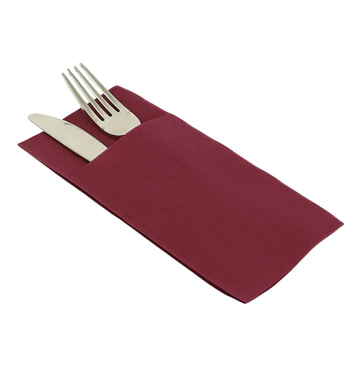 Pocket Fold Paper Airlaid Napkins Kanguro Burgundy 33x40cm (30 Units) 