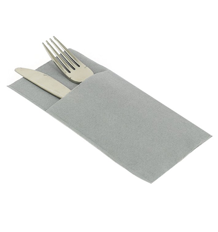 Pocket Fold Airlaid Napkins "Kanguro" Grey 40x40cm (30 Units) 