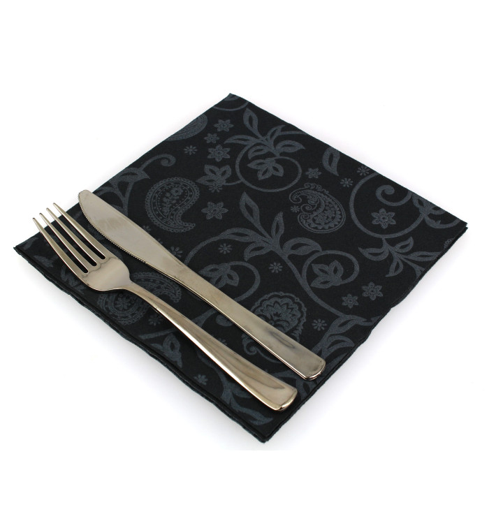 Airlaid Napkins "Cachemir" Black 40x40cm (600 Units)