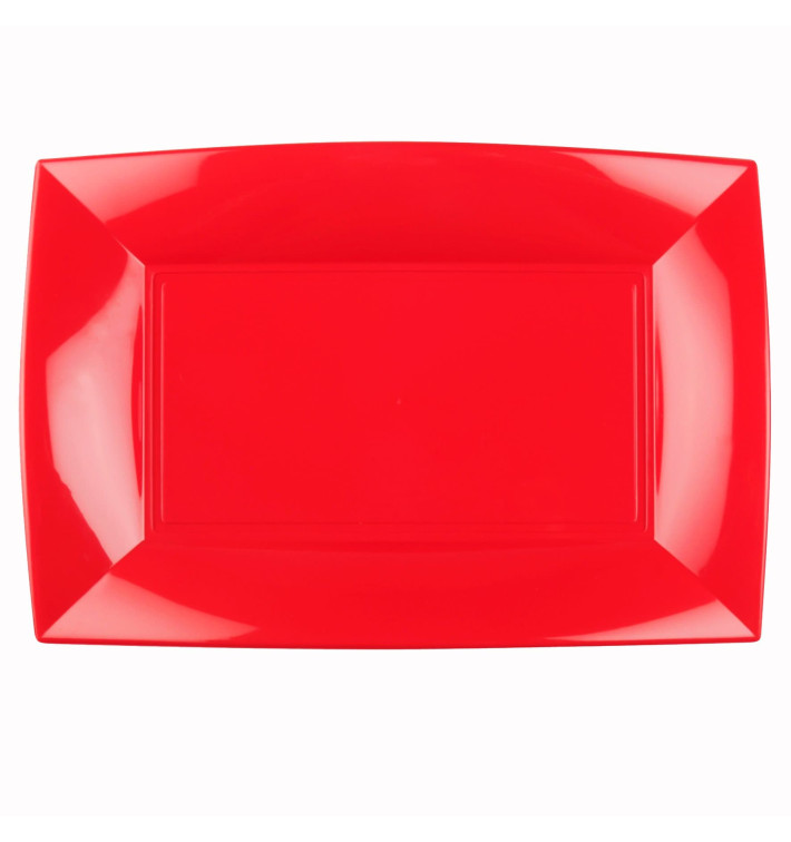 Plastic Tray Microwavable Red "Nice" 34,5x23cm (6 Units) 