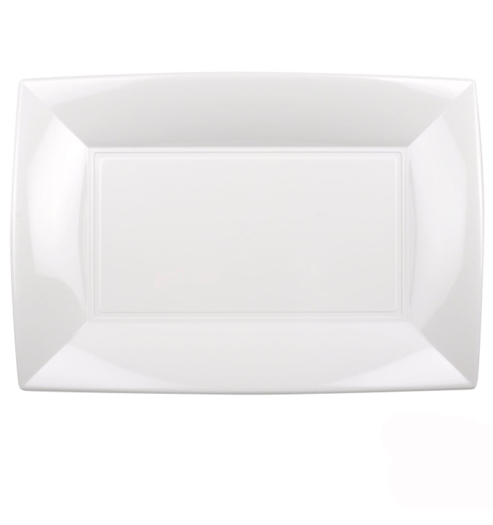 Plastic Tray Microwavable White "Nice" 34,5x23cm (6 Units) 