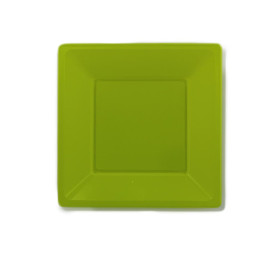 Plastic Plate Flat Square shape Pistachio Green 17 cm (5 Units) 