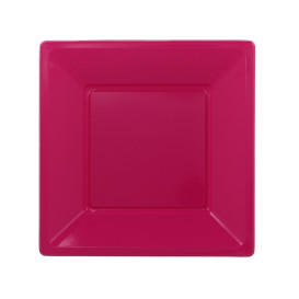 Plastic Plate Square shape Flat Fuchsia 23 cm (750 Units)