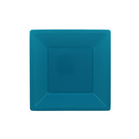 Plastic Plate Flat Square shape Turquoise 17 cm (25 Units) 