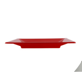 Plastic Plate Flat Square shape Red 17 cm (25 Units) 