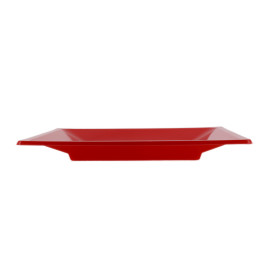 Plastic Plate Flat Square shape Red 23 cm (25 Units) 