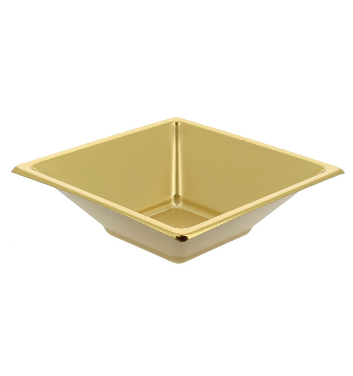 Plastic Bowl PS Square shape Gold 12x12cm (25 Units) 