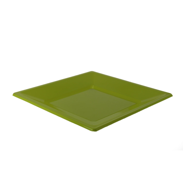 Plastic Plate Flat Square shape Pistachio Green 17 cm (300 Units)