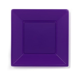 Plastic Plate Flat Square shape Lilac 17 cm (5 Units) 