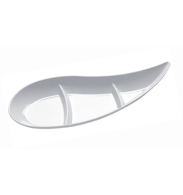 Tasting Sauce Bowl PS "Virgola" 3 Comp. White 30 ml (50 Units)