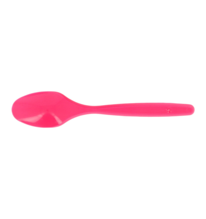 Plastic Teaspoon PS Fuchsia 12cm (40 Units) 