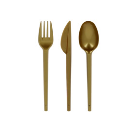 Plastic Fork PS Gold 16,5cm (20 Units)