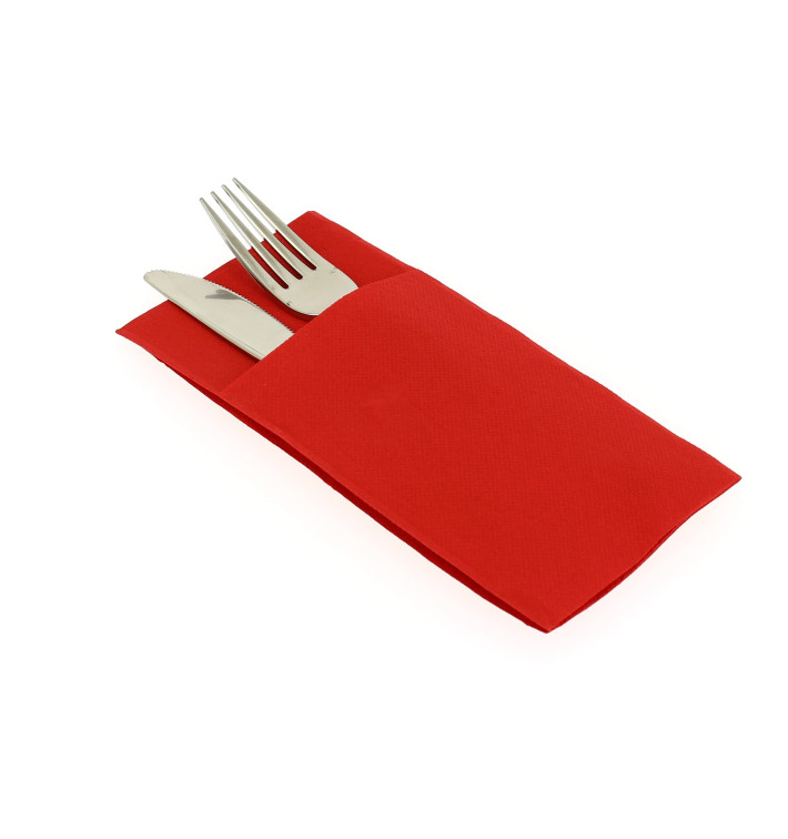 Pocket Fold Paper Napkins Red 40x40cm (30 Units) 