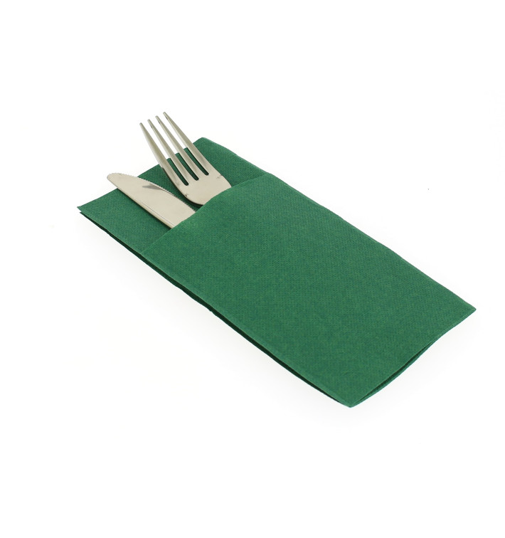 Pocket Fold Paper Napkins Green 40x40cm (30 Units) 