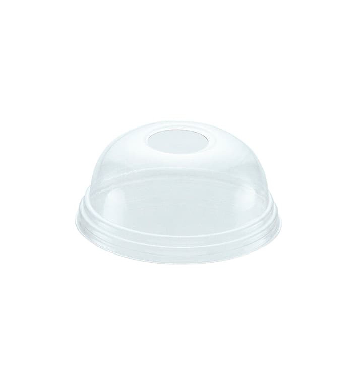 Plastic Dome Lid with Hole PET Crystal Ø8,1cm (100 Units)