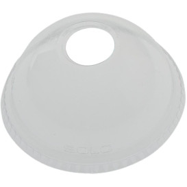 Plastic Dome Lid with Hole PET Crystal Ø9,8cm (100 Units)